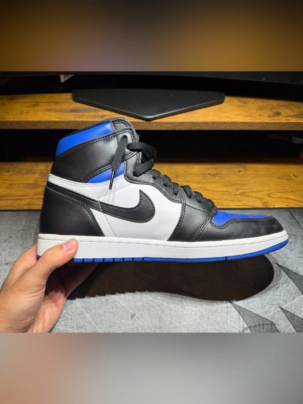Air Jordan 1 High Royal Toe, Sneaker -Black/White/Royal Blue,Size 11